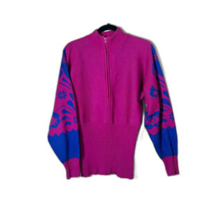 Vintage SKYR Pink Blue Ski Sweater Women Large